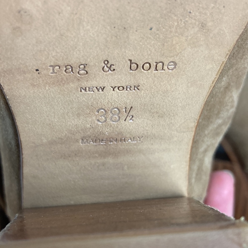 Rag & Bone Harrow Leather Ankle Boots Stone Suede Tan 38.5 EU 8.5 US Neutral - Picture 11 of 16